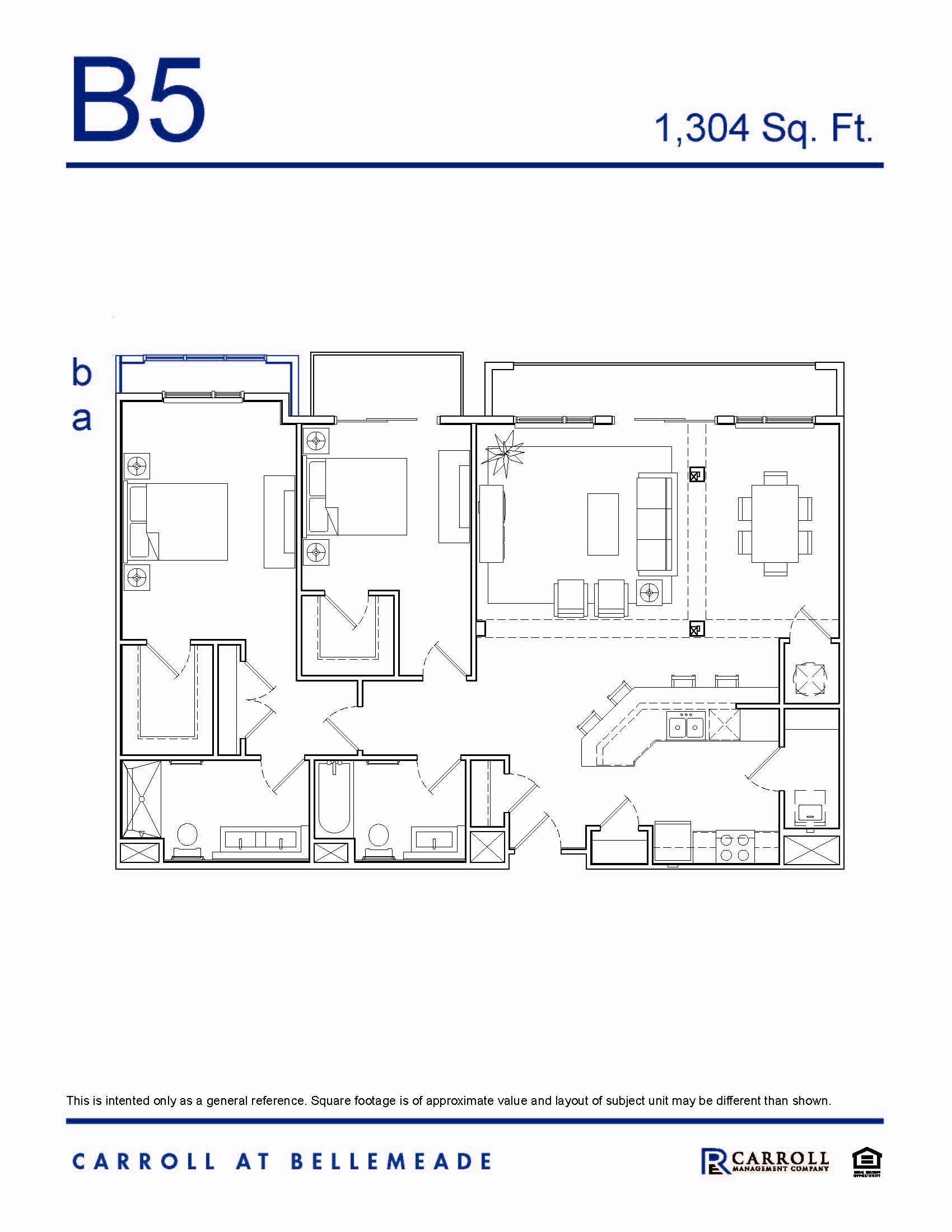 B5 Floor Plan Carroll at Bellemeade 2 Bedroom Apartment Floor Plan